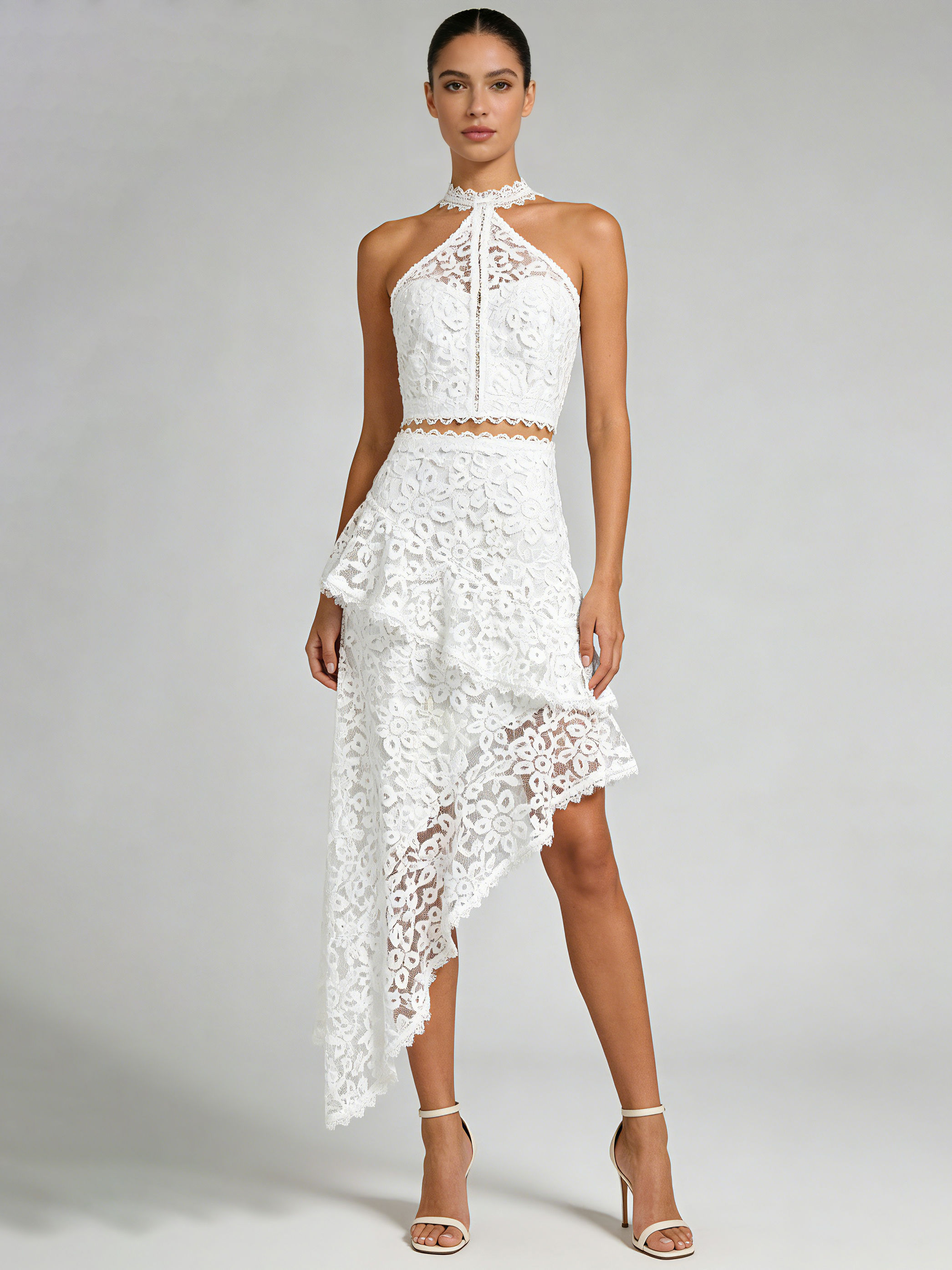 TWOTWINSTYLE Off Shoulder Crop Top Irregular Hem Skirt Designer Dress