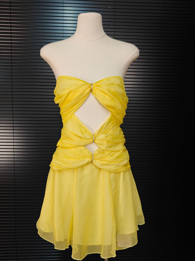 TWOTWINSTYLE Backless Pleated Hollow Out Fashion Dress