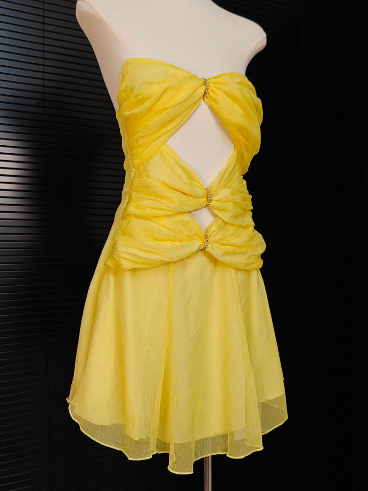 TWOTWINSTYLE Backless Pleated Hollow Out Fashion Dress