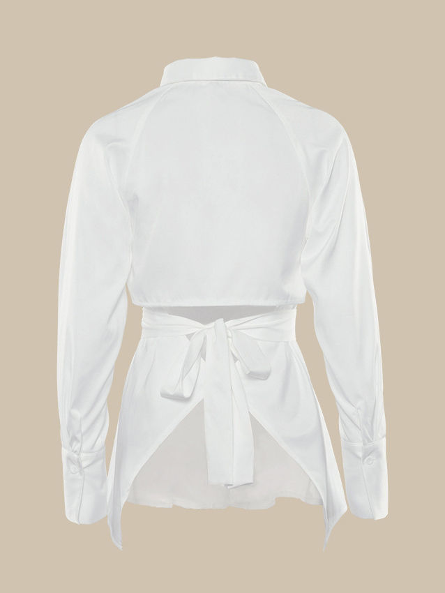 TWOTWINSTYLE Lapel Long Sleeve Hollow Out Tunic Designer Shirt
