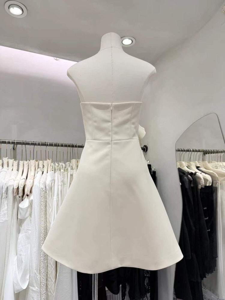 TWOTWINSTYLE Off Shoulder Patchwork 3D Flower Elegant Dress