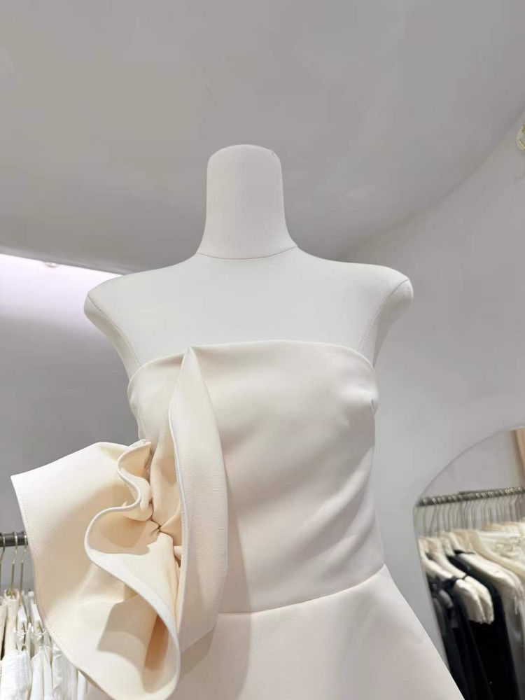 TWOTWINSTYLE Off Shoulder Patchwork 3D Flower Elegant Dress