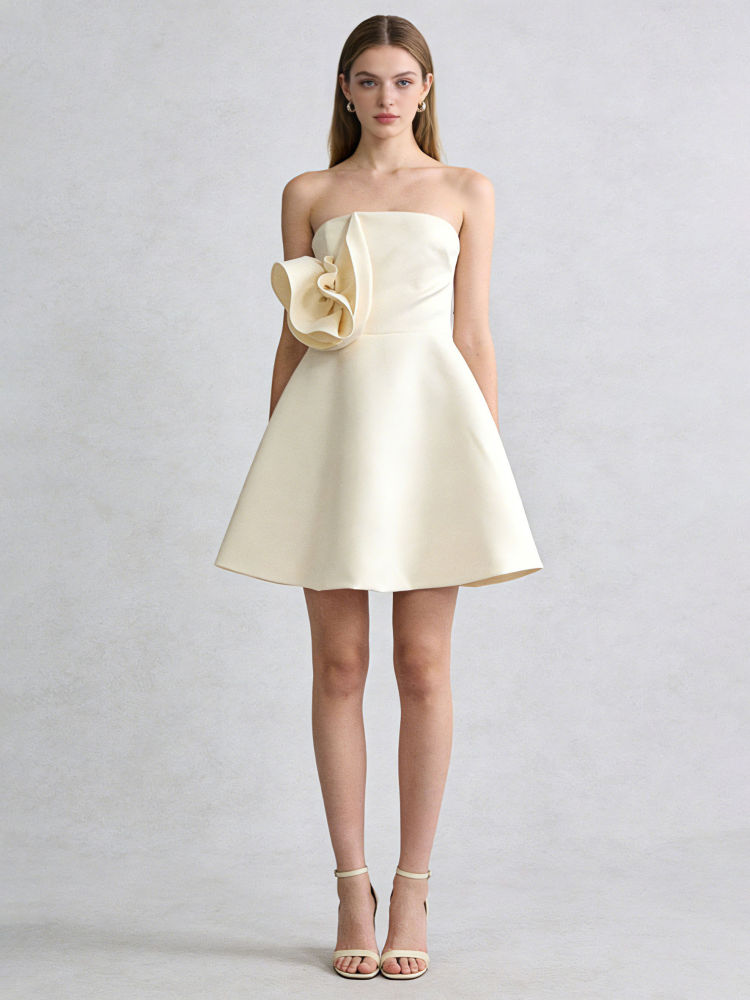 TWOTWINSTYLE Off Shoulder Patchwork 3D Flower Elegant Dress