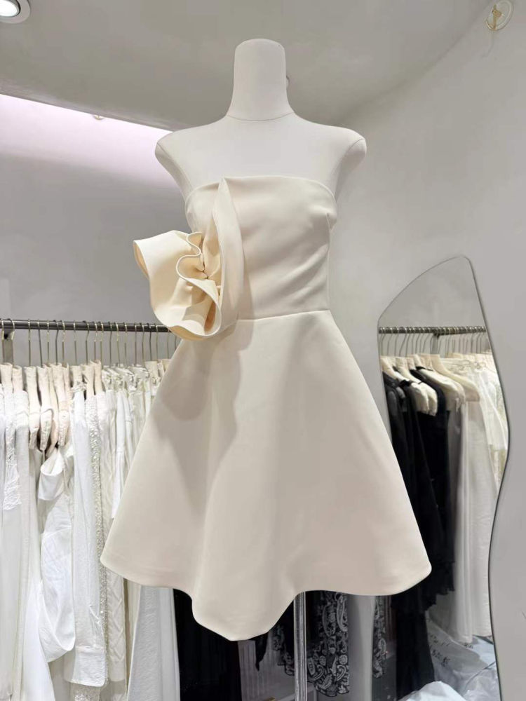 TWOTWINSTYLE Off Shoulder Patchwork 3D Flower Elegant Dress