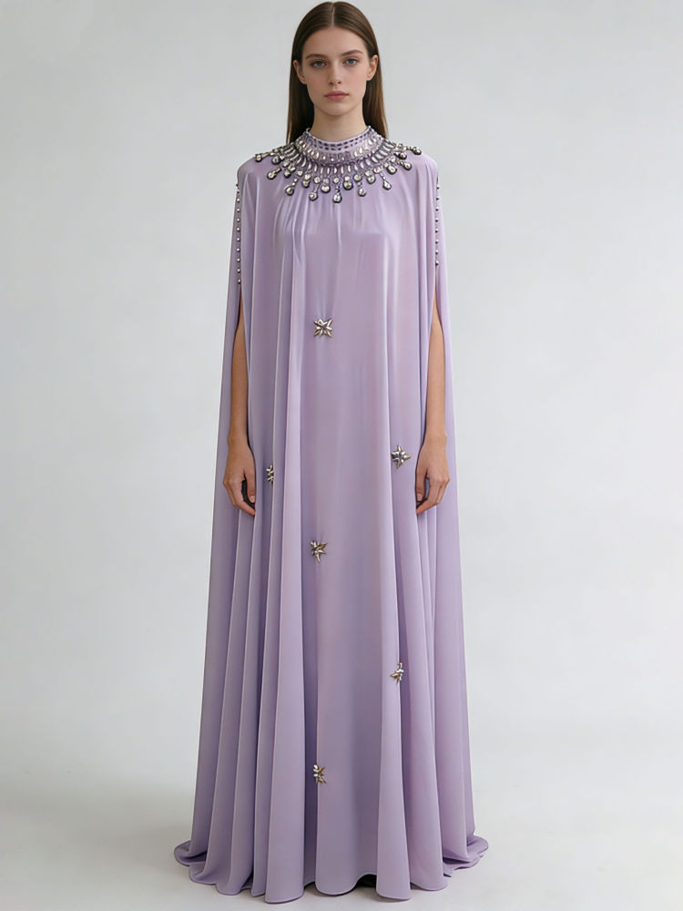 TWOTWINSTYLE Solid Round Neck Sleeveles Spliced Diamond Fashion Dress