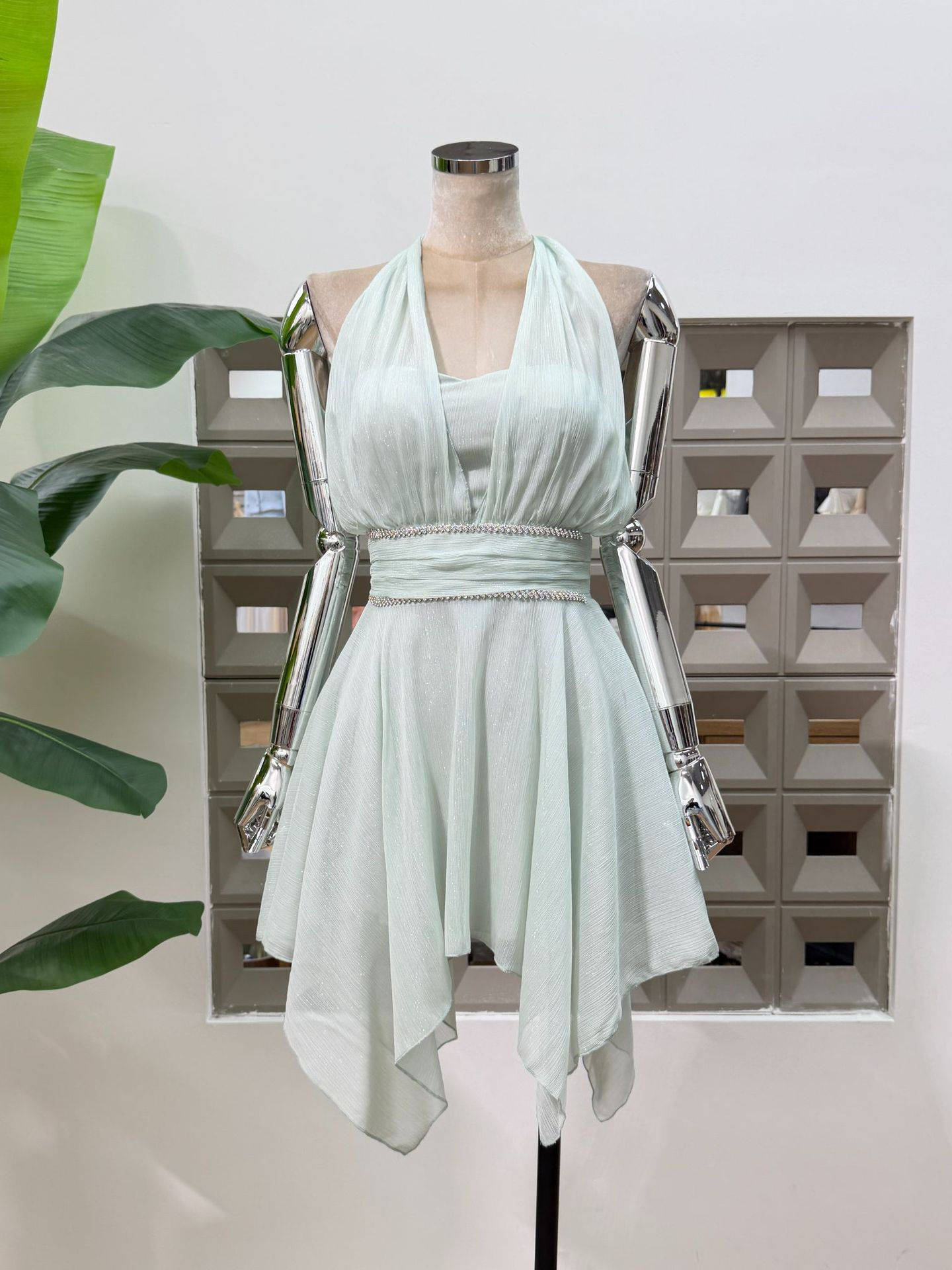 TWOTWINSTYLE Solid Tunic Patchwork Diamond Irregular Hem Designer Dress