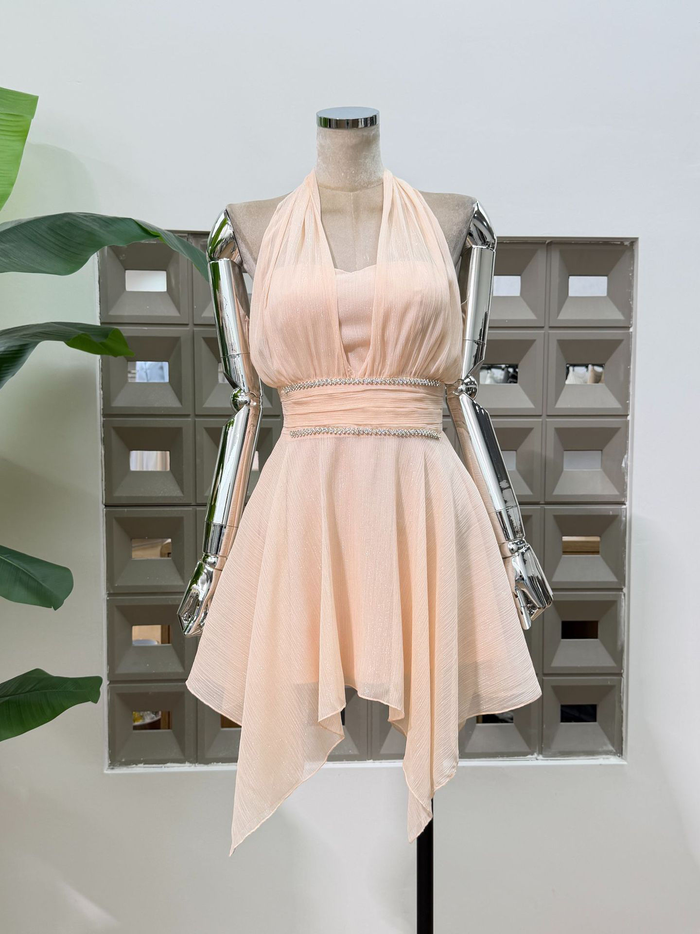 TWOTWINSTYLE Solid Tunic Patchwork Diamond Irregular Hem Designer Dress
