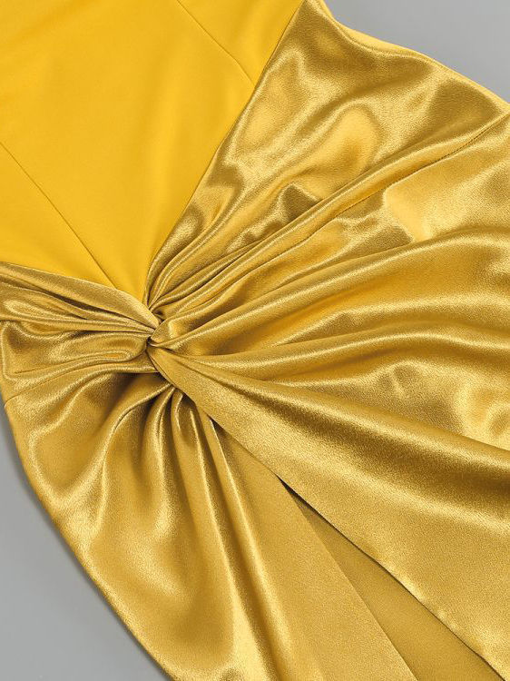 TWOTWINSTYLE Spliced Satin Off Shoulder Minimalist Dress