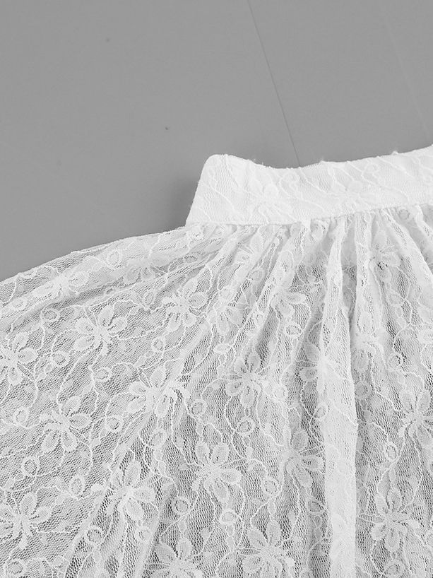 TWOTWINSTYLE Stand Collar Patchwork Ruffles Lace Designer Shirt