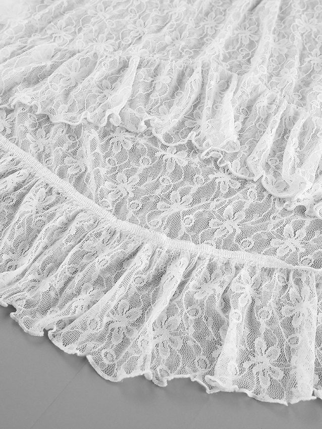 TWOTWINSTYLE Stand Collar Patchwork Ruffles Lace Designer Shirt