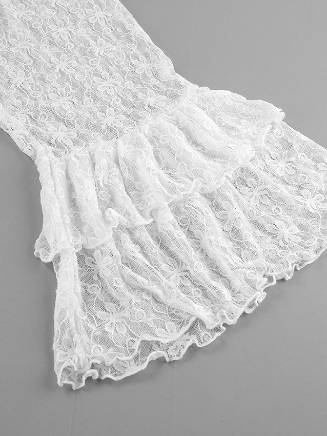 TWOTWINSTYLE Stand Collar Patchwork Ruffles Lace Designer Shirt