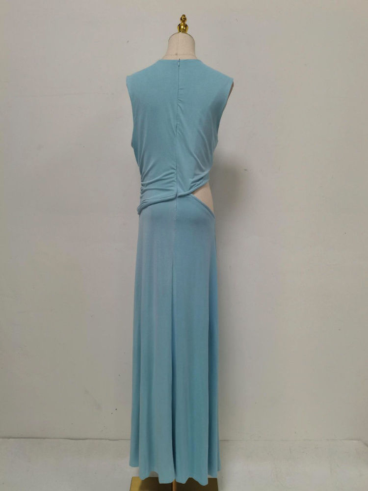 TWOTWINSTYLE Round Neck Sleeveles Hollow Out Designer Dress