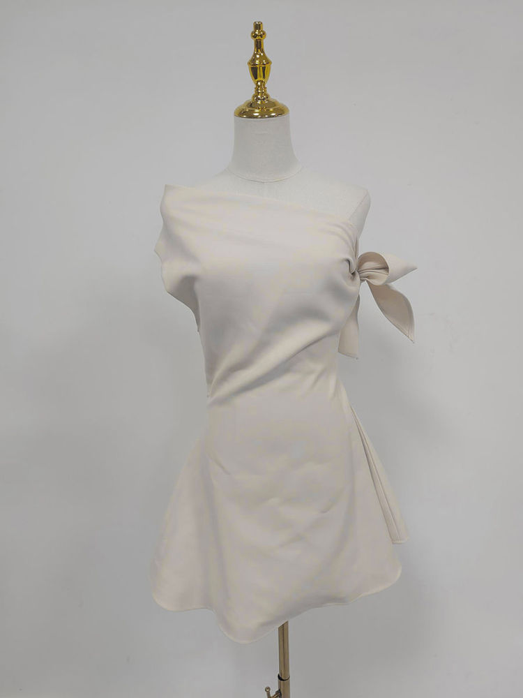 TWOTWINSTYLE Off Shoulder Spliced Bowknot Tunic Elegant Dress