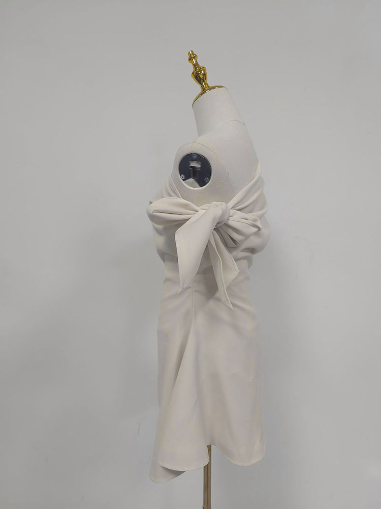 TWOTWINSTYLE Off Shoulder Spliced Bowknot Tunic Elegant Dress