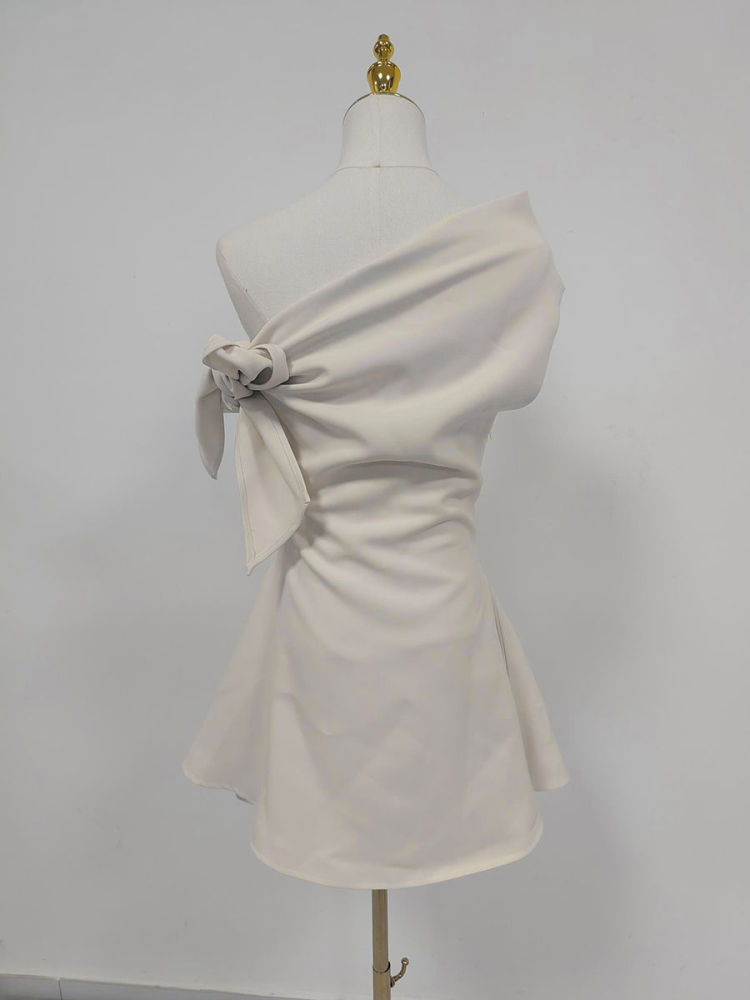 TWOTWINSTYLE Off Shoulder Spliced Bowknot Tunic Elegant Dress