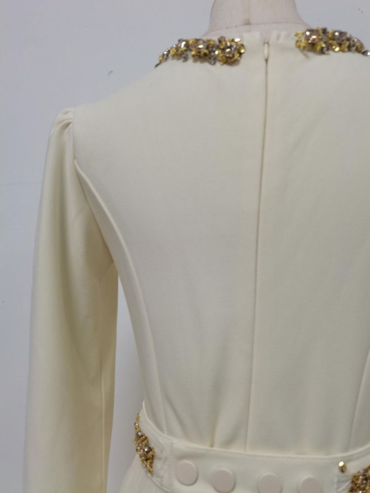 TWOTWINSTYLE Round Neck Spliced Diamond Tunic Elegant Dress