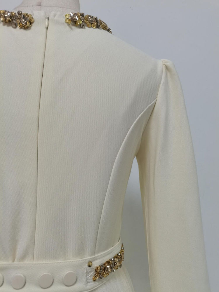 TWOTWINSTYLE Round Neck Spliced Diamond Tunic Elegant Dress