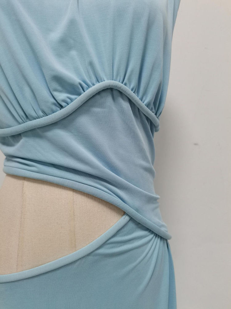 TWOTWINSTYLE Round Neck Sleeveles Hollow Out Designer Dress
