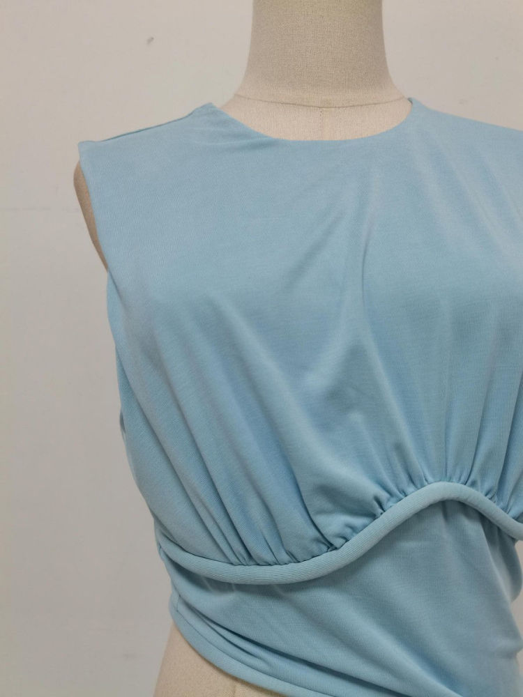 TWOTWINSTYLE Round Neck Sleeveles Hollow Out Designer Dress