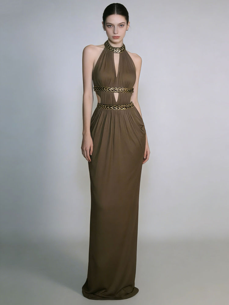 TWOTWINSTYLE Off Shoulder Hollow Out Spliced Sequins Vintage Dress
