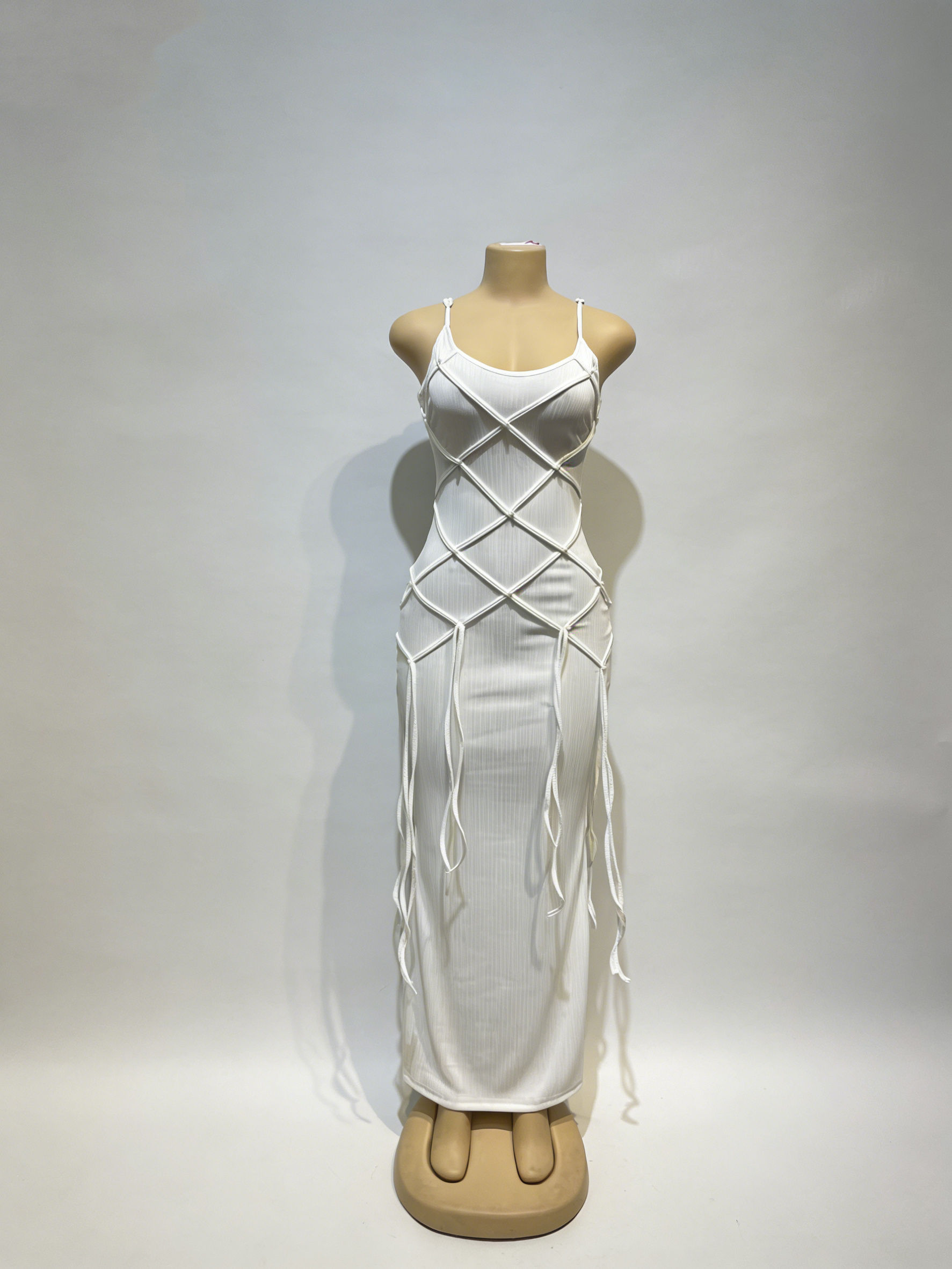 TWOTWINSTYLE Spliced Diamond Slimming Spaghetti Strap Dress