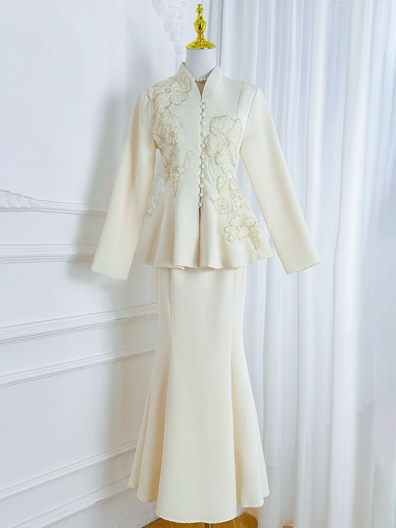 TWOTWINSTYLE Stand Collar Spliced Single Breasted Top High Waist Skirt Elegant Set