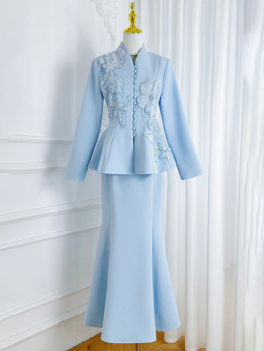 TWOTWINSTYLE Stand Collar Spliced Single Breasted Top High Waist Skirt Elegant Set