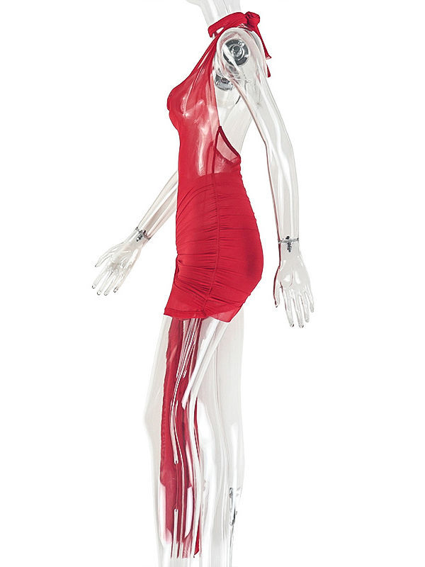 TWOTWINSTYLE V Neck Backless Spliced Lace Up Sexy Dress