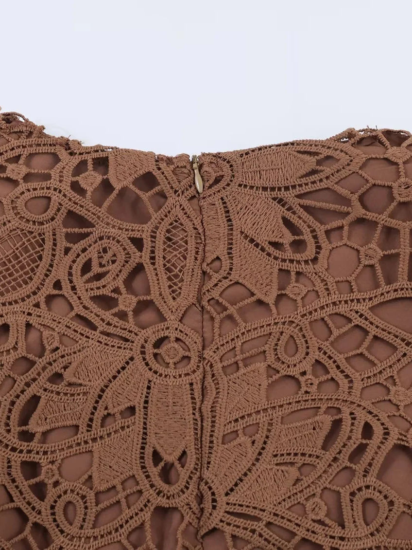 TWOTWINSTYLE V Neck Tunic Patchwork Lace Vintage Dress
