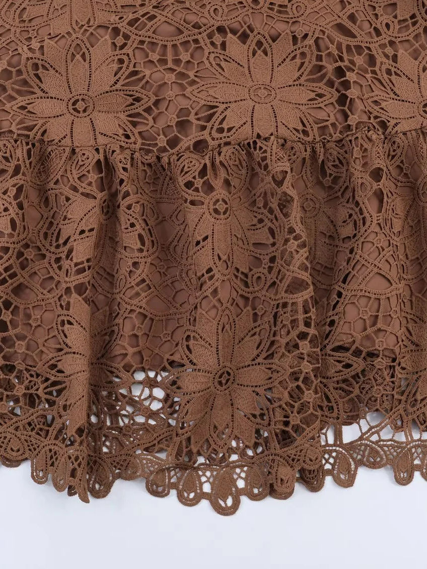 TWOTWINSTYLE V Neck Tunic Patchwork Lace Vintage Dress