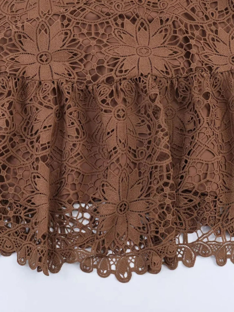 TWOTWINSTYLE V Neck Tunic Patchwork Lace Vintage Dress