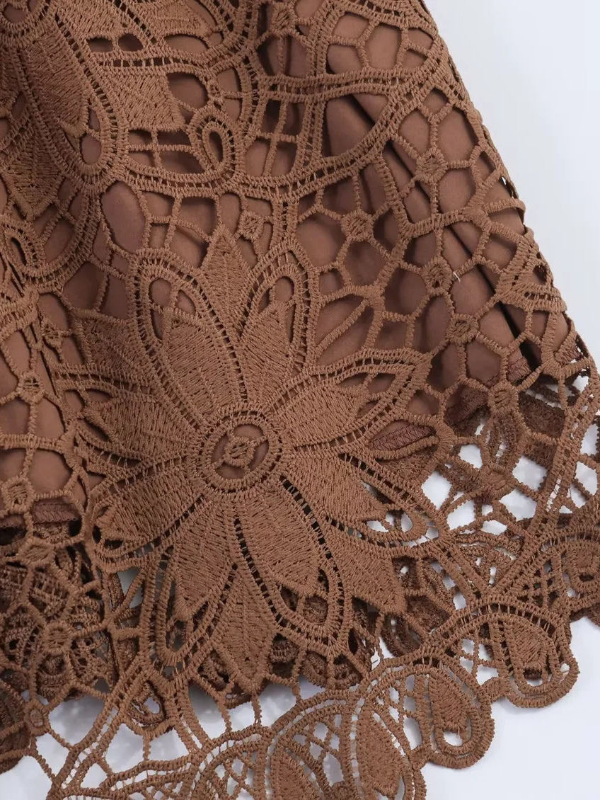 TWOTWINSTYLE V Neck Tunic Patchwork Lace Vintage Dress