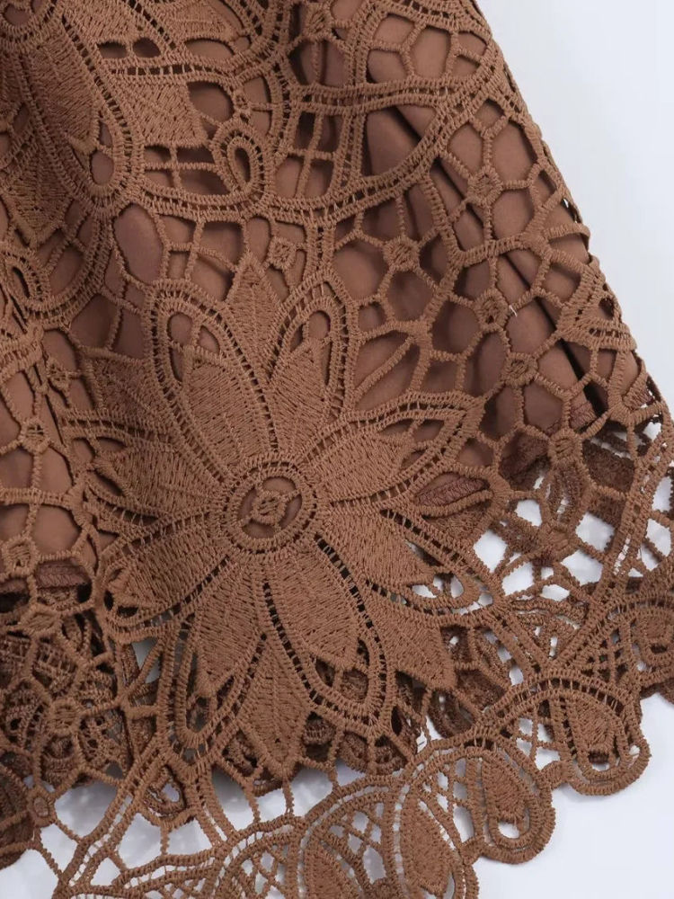 TWOTWINSTYLE V Neck Tunic Patchwork Lace Vintage Dress