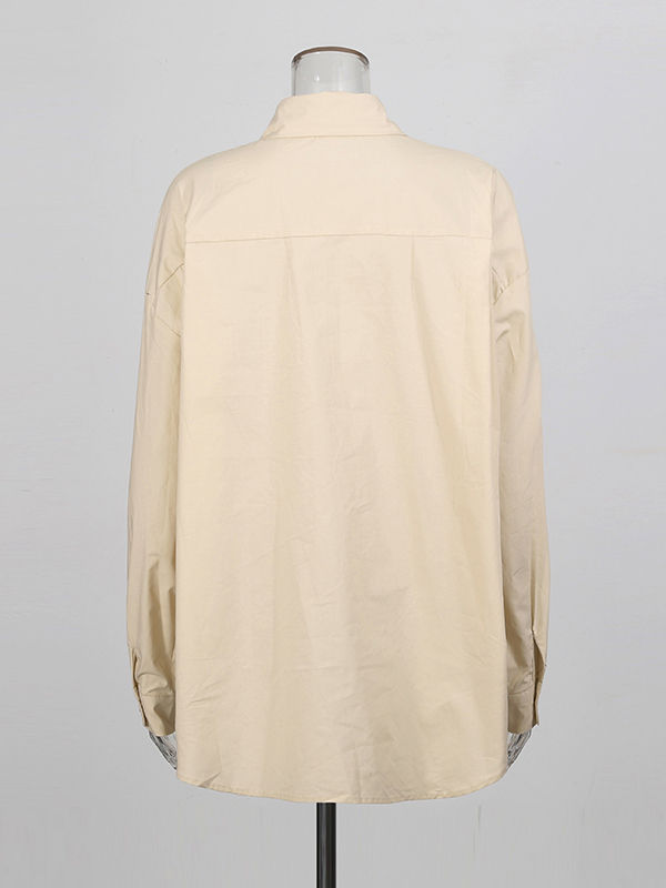 TWOTWINSTYLE Lapel Spliced Metal Jewelry Long Sleeve Casual Shirt