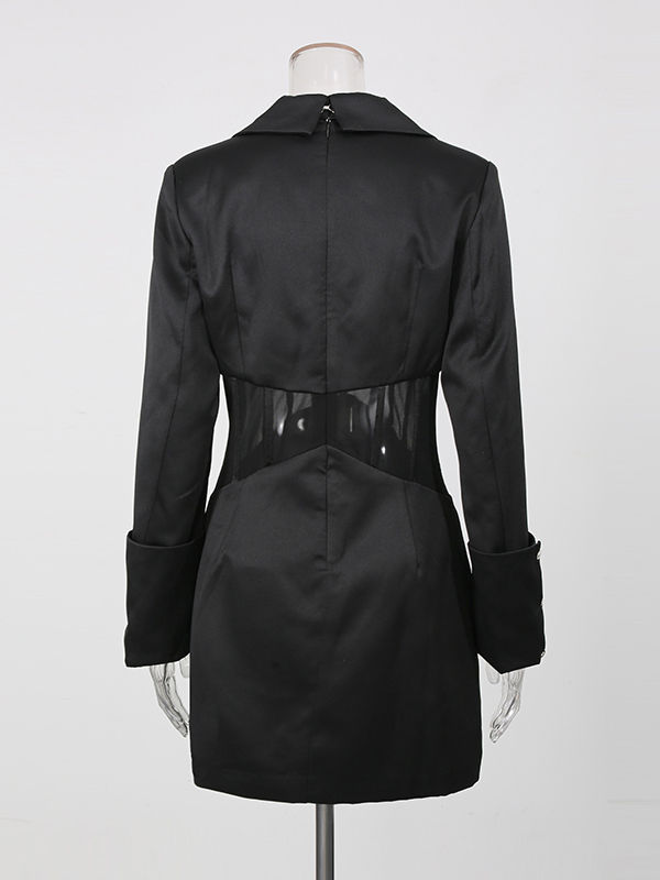 TWOTWINSTYLE Long Sleeve Deep V Neck Hollow Out Chic Dress