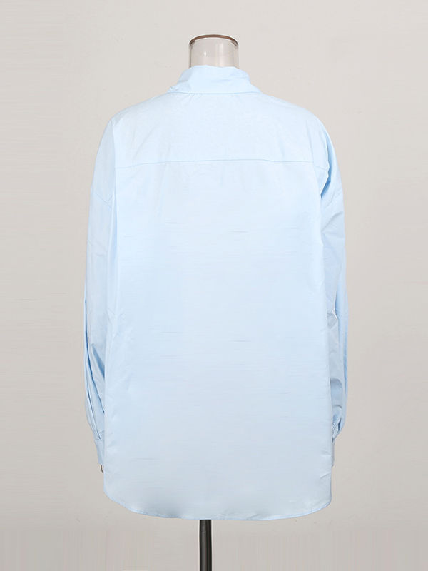 TWOTWINSTYLE Lapel Spliced Metal Jewelry Long Sleeve Casual Shirt