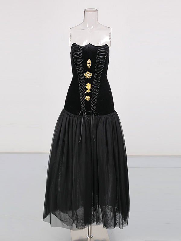 TWOTWINSTYLE Solid Off Shoulder Spliced Decoration Tunic Fashion Dress