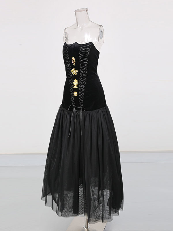 TWOTWINSTYLE Solid Off Shoulder Spliced Decoration Tunic Fashion Dress