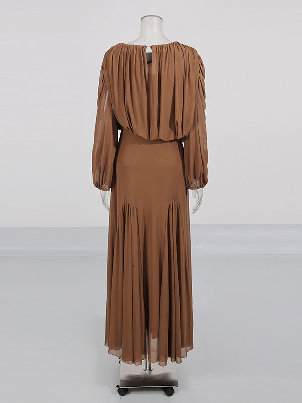 TWOTWINSTYLE Pleated Tunic Temperament Midi Dress