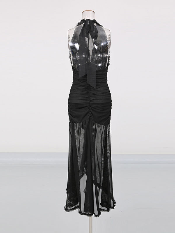 TWOTWINSTYLE Sleeveles Spliced Ruffles Irregular Hem Minimalist Dress