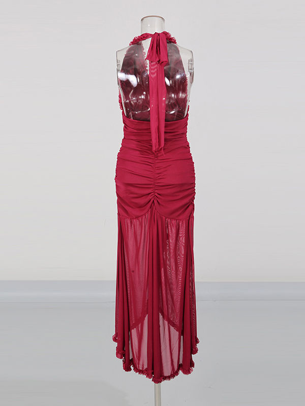 TWOTWINSTYLE Sleeveles Spliced Ruffles Irregular Hem Minimalist Dress