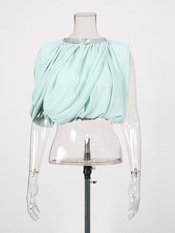 TWOTWINSTYLE Round Neck Sleeveles Designer Crop Top