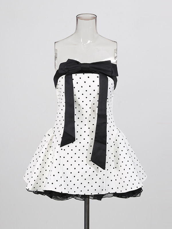 TWOTWINSTYLE Hit Color Patchwork Bowknot Elegant Mini Dress