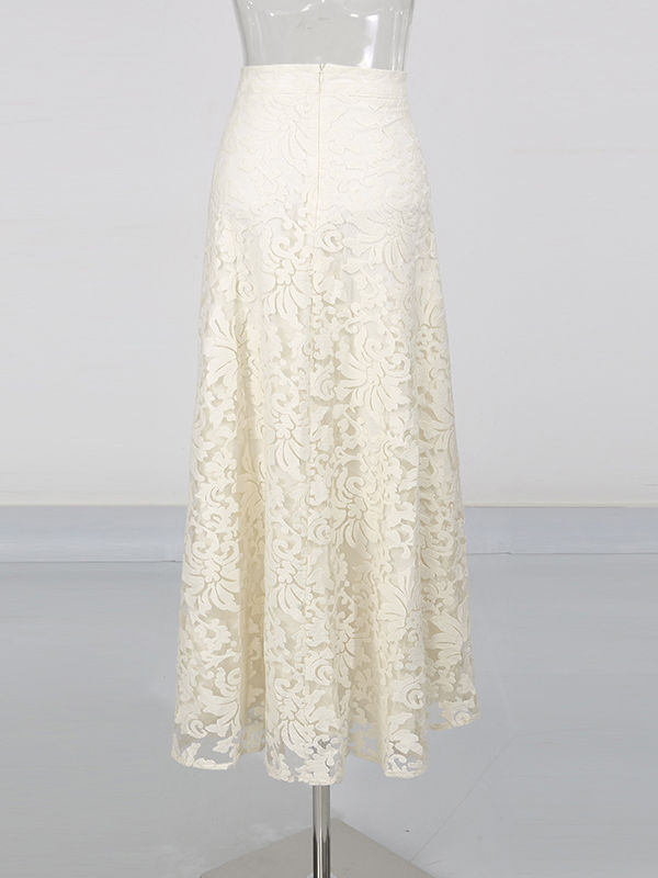 TWOTWINSTYLE Round Neck Spliced Pearl Top Patchwork Pattern Skirt Two Piece Set
