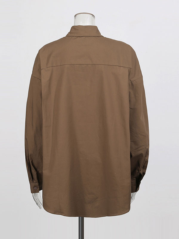 TWOTWINSTYLE Lapel Spliced Metal Jewelry Long Sleeve Casual Shirt