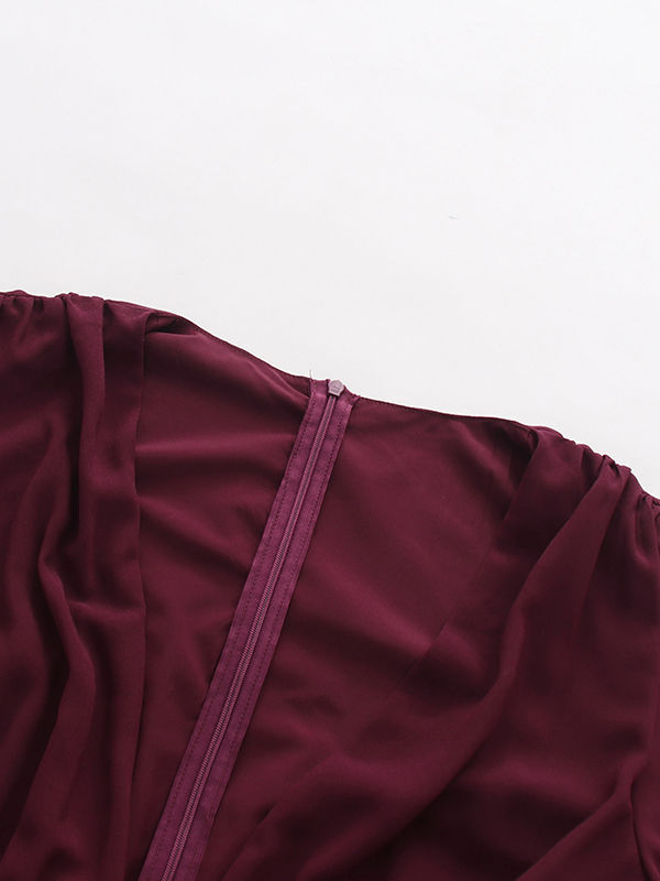 TWOTWINSTYLE Deep V Neck Bell Sleeve Side Split Chic Dress