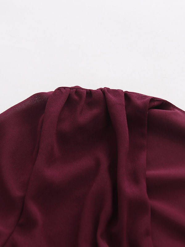 TWOTWINSTYLE Deep V Neck Bell Sleeve Side Split Chic Dress