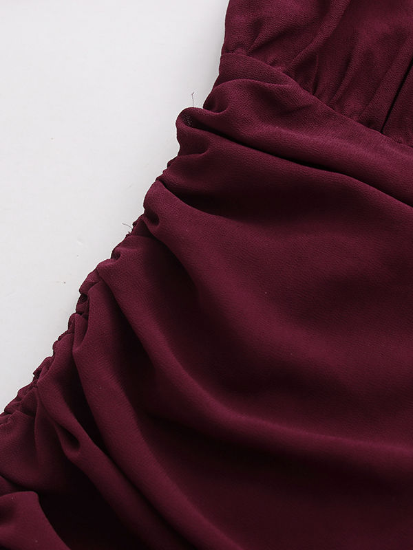 TWOTWINSTYLE Deep V Neck Bell Sleeve Side Split Chic Dress