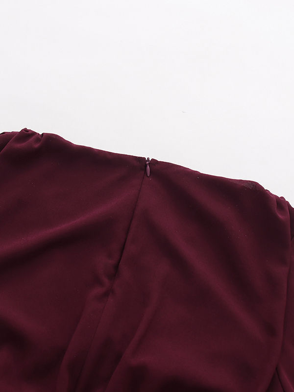 TWOTWINSTYLE Deep V Neck Bell Sleeve Side Split Chic Dress