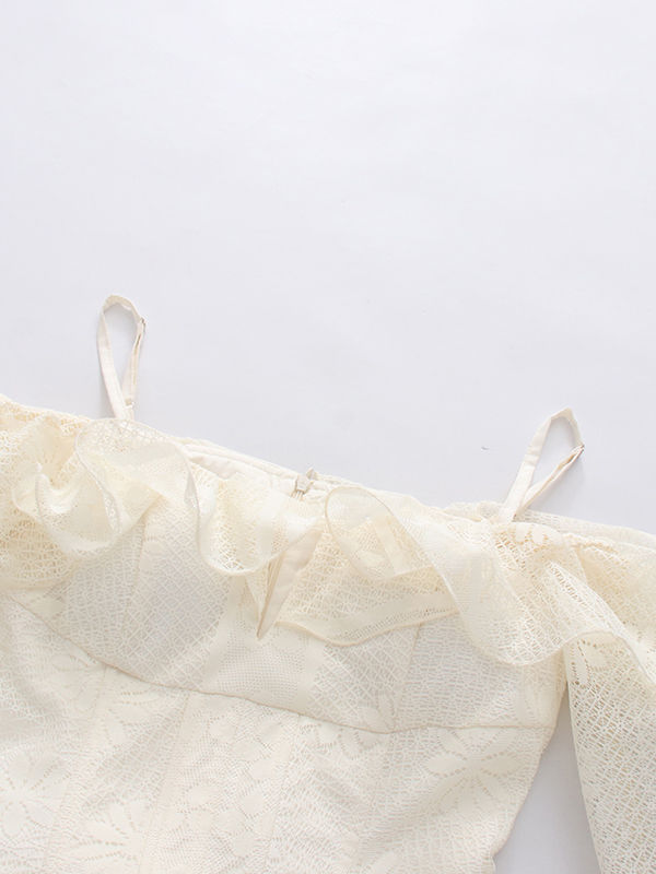 TWOTWINSTYLE Off Shoulder Tunic Patchwork Lace Fashion Dress